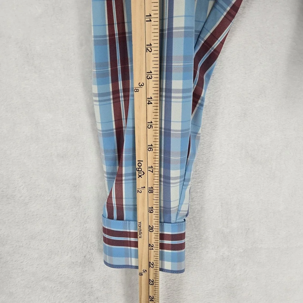 Mizzen Main Shirt Mens Small Blue Red Plaid Performance Dress Button Up Casual